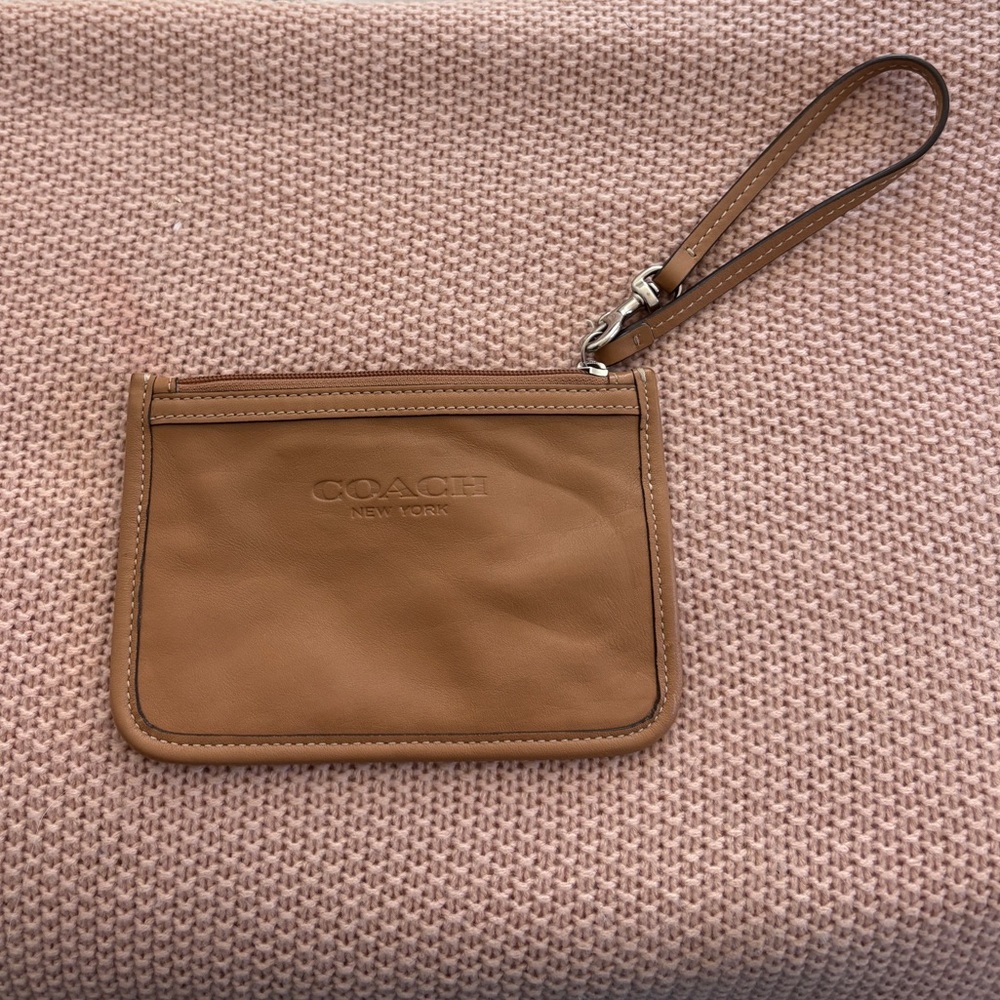 Coach Brown and Pink Leather Wristlet